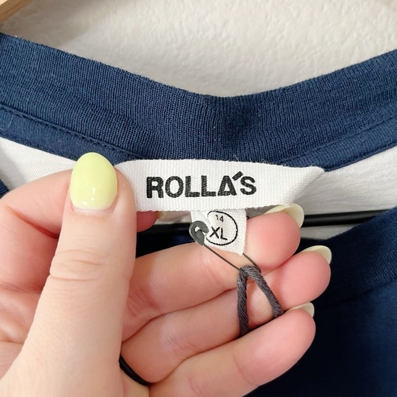 ROLLA's Navy Blue White Big Stripe Tee Shirt Size XL Crew Neck 100% Cotton NEW - Picture 9 of 12